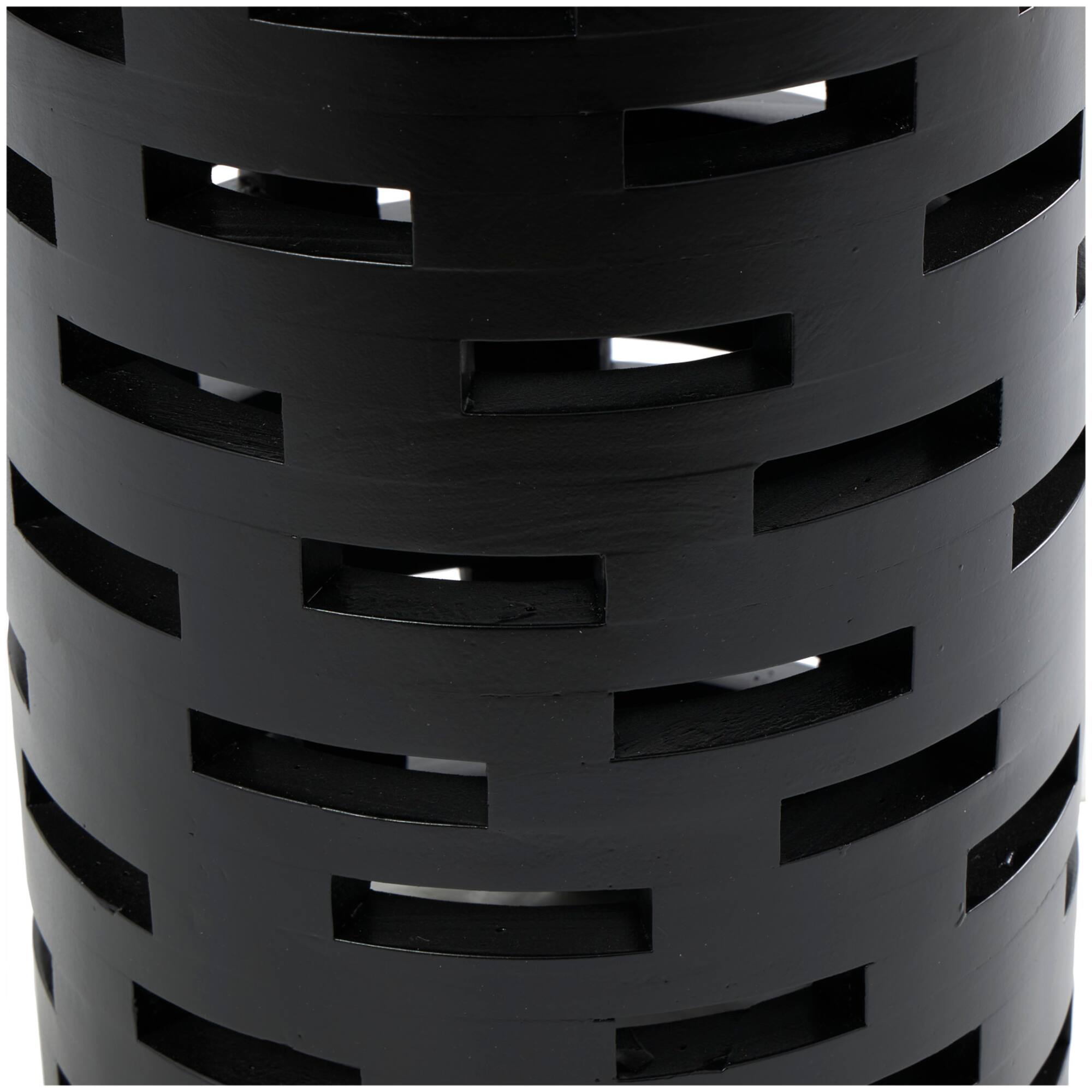 Black Wood Brick Inspired Cutout Geometric Accent Table